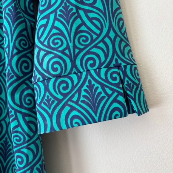 Katherine Way Tunic Top Medium Aqua Blue Geometric Print - Picture 4 of 7